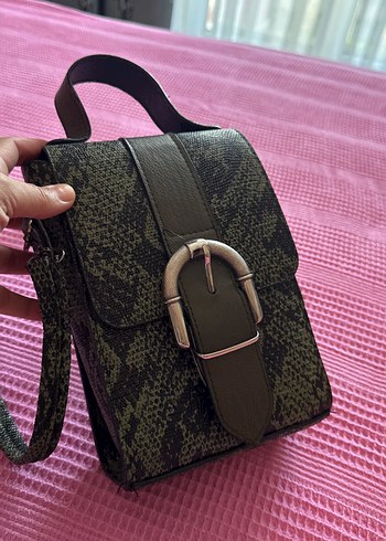 Yeşil Yılan Derisi Desenli Deri Omuz Çantası - Görsel 2