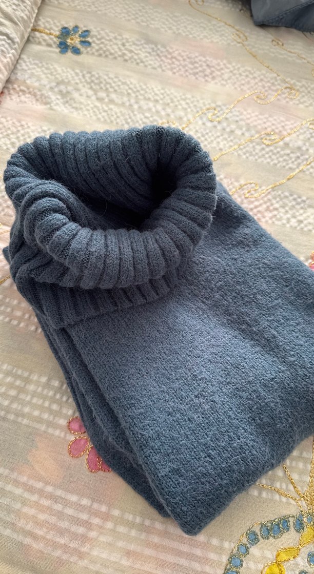 Bohem Uzun Kollu Gri Boğazlı Triko Kazak - Görsel 2