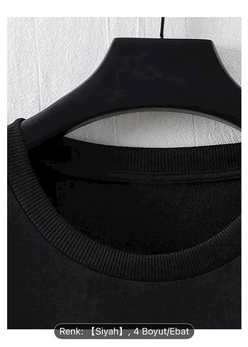 Siyah Baskılı Oversize Tişört - Görsel 4