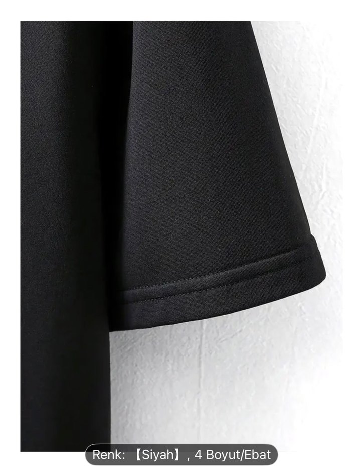 Siyah Baskılı Oversize Tişört - Görsel 3