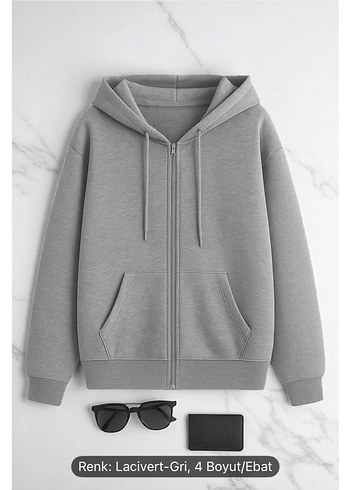 Gri Fermuarlı İKİLİ sweat - Görsel 2