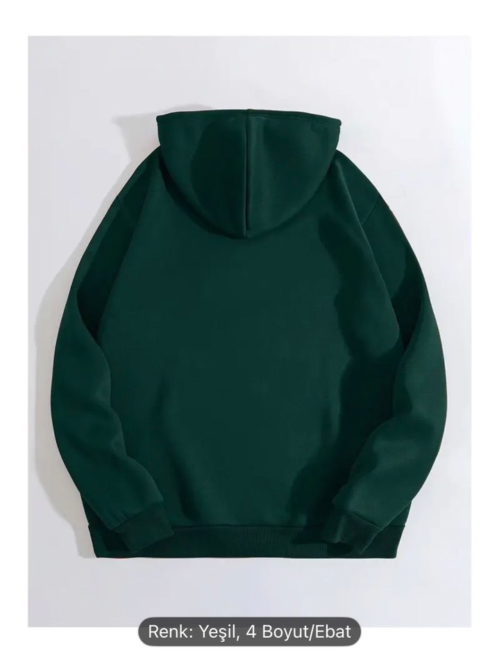 Yeşil Kapüşonlu Baskılı Sweatshirt - Görsel 2