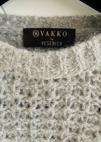 Vakko By Peserico Gri Orgu Kadin Kazak