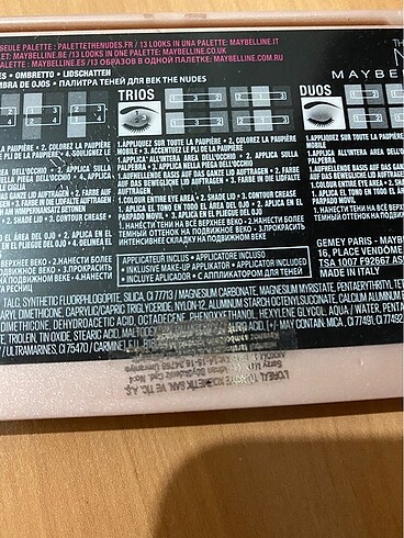  Beden Renk Maybelline 12Li Far Paleti