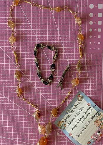 Beden Vintage Kolye + Bileklik + Toka
