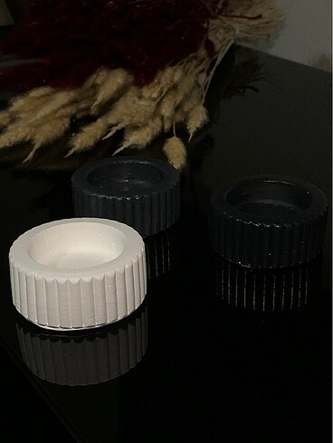 Diğer el yapımı dekoratif estetik tasarımlı tealight mumluk seti biblo