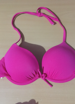 Pembe push up bikini ustu destekli