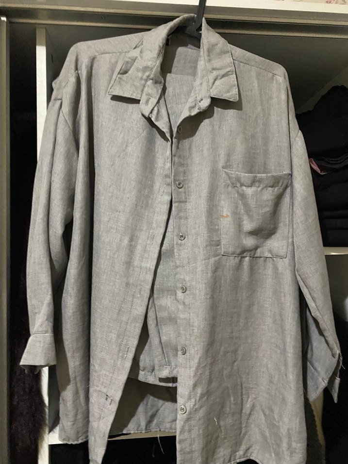 Gri Keten Uzun Kollu Düğmeli Kadın takım - Görsel 3