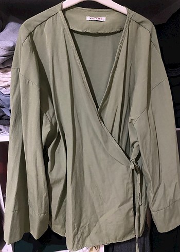 Uzun Yeşil Kadın Kimono takım - Görsel 4