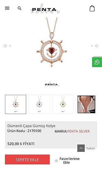 Diğer Penta 925 ayar rose gümüş kolye