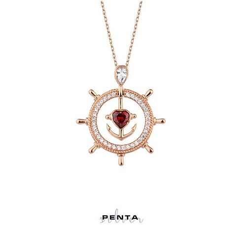 Penta 925 ayar rose gümüş kolye