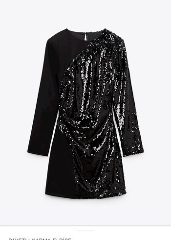 Siyah Payetli Mini V Yaka Elbise - Görsel 2