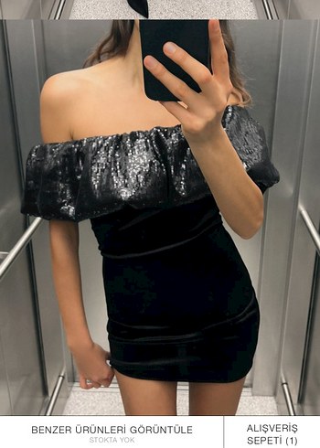 Zara Siyah Mini Deri Yılan Desenli Straplez Elbise - Görsel 4