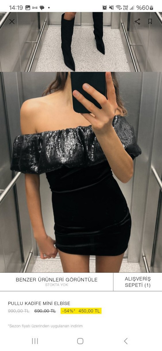 Zara Siyah Mini Deri Yılan Desenli Straplez Elbise - Görsel 4