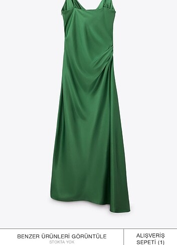m Beden yeşil Renk Zara Saten Elbise