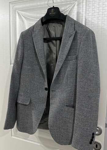 Düğmeli Gri Erkek Takım Ceket - Görsel 2
