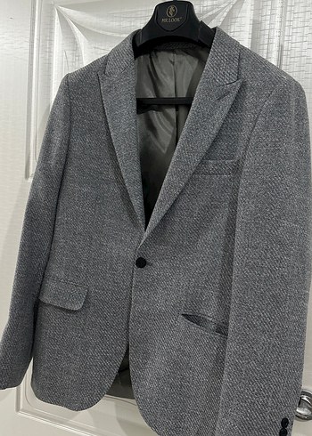 Düğmeli Gri Erkek Takım Ceket - Görsel 4