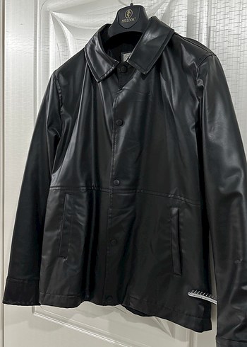 Erkek Siyah Deri Düğmeli Ceket - Görsel 2