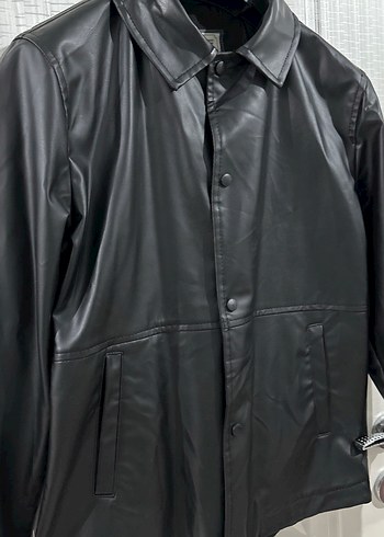 Erkek Siyah Deri Düğmeli Ceket - Görsel 3