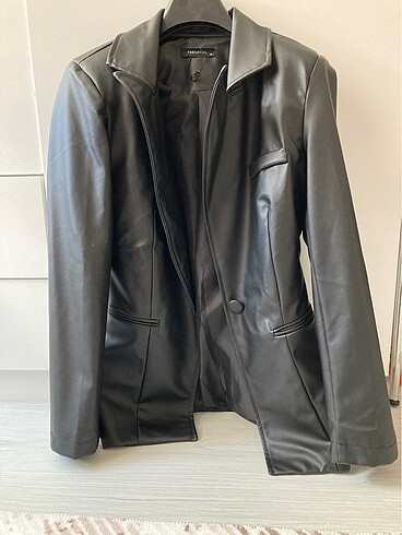 Siyah Deri Blazer Ceket