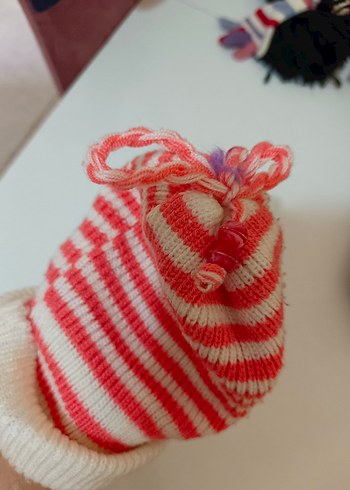 3-5 Yaş, 21 cm Beden Çizgili Pembe Örgü Çocuk Bere