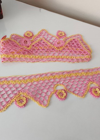 Pembe ve Sarı Bohem Dantel Şerit