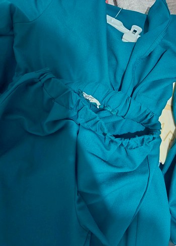 Kadın Mavi Mini Salaş Uzun Kollu Elbise - Görsel 3