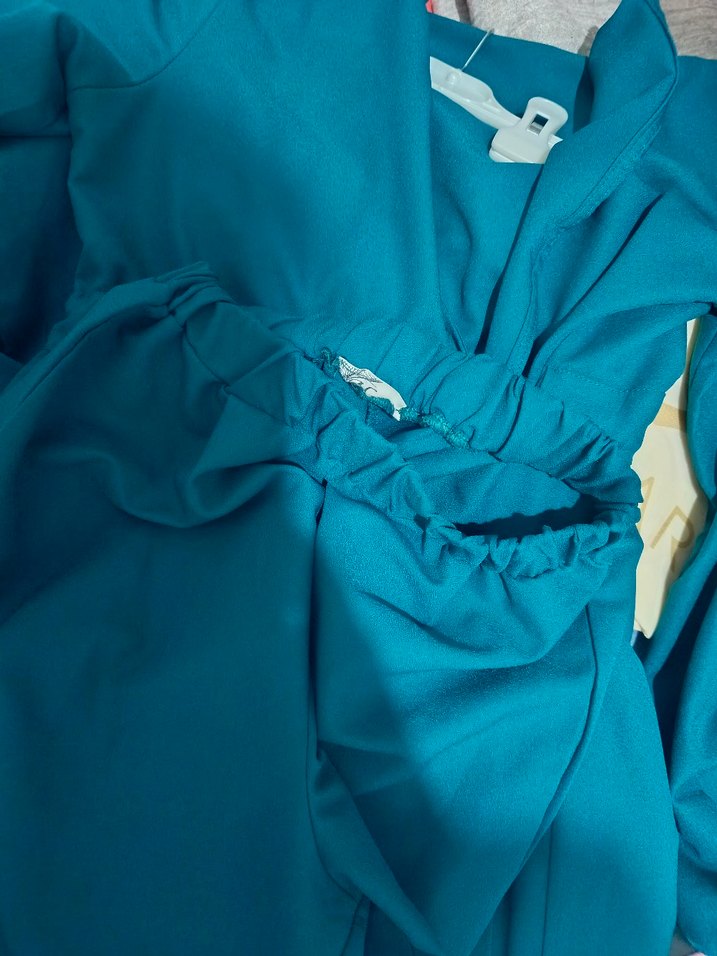 Kadın Mavi Mini Salaş Uzun Kollu Elbise - Görsel 3