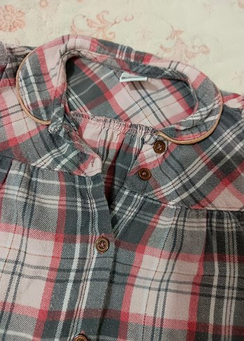 Gri Ekoseli Uzun Kollu Kız Gömleği - Görsel 7