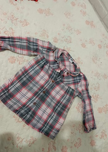 Gri Ekoseli Uzun Kollu Kız Gömleği - Görsel 2