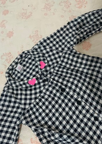 Kız Çocuk Siyah Beyaz Kareli Gömlek - Görsel 4