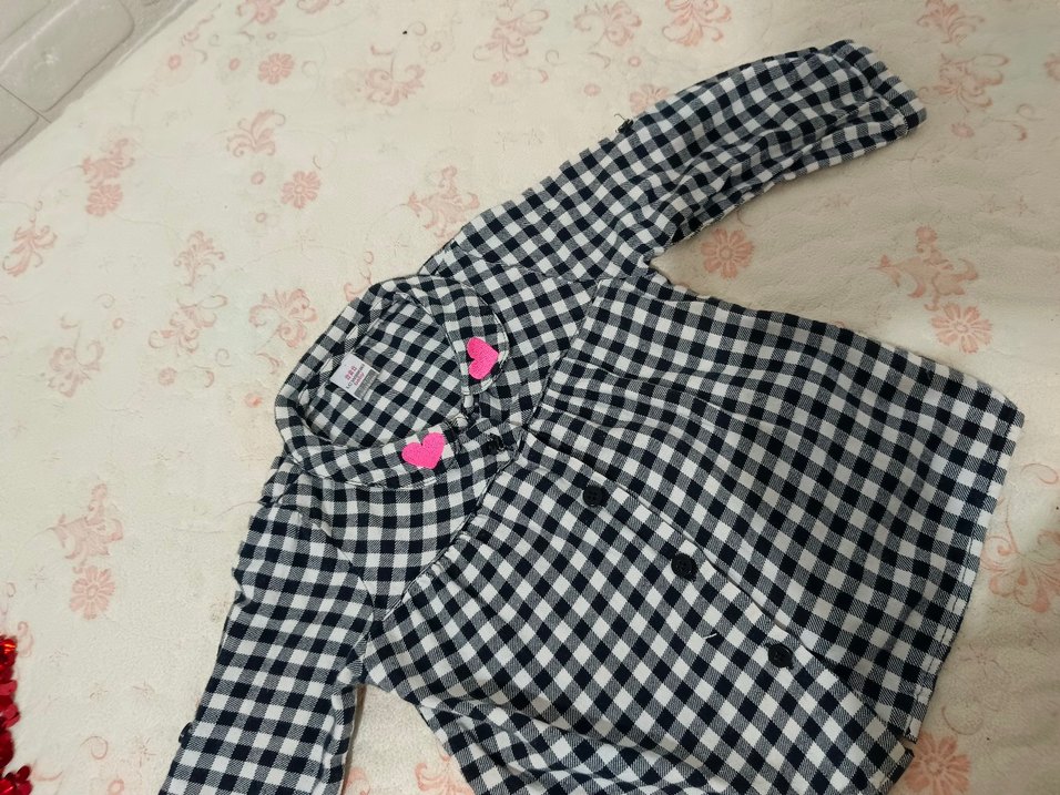 Kız Çocuk Siyah Beyaz Kareli Gömlek - Görsel 4