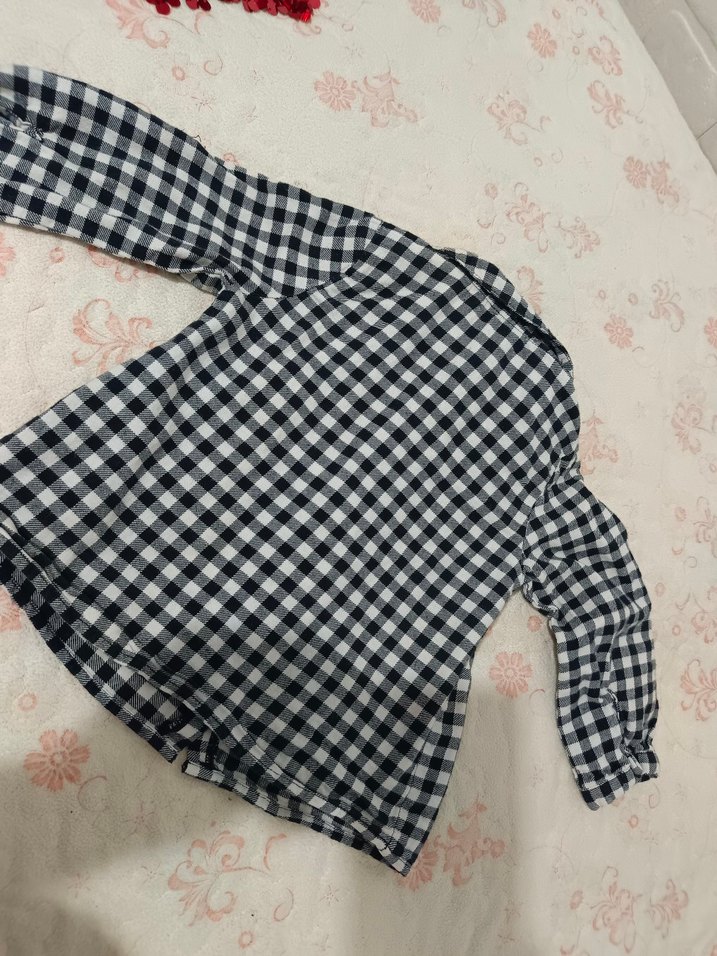 Kız Çocuk Siyah Beyaz Kareli Gömlek - Görsel 3