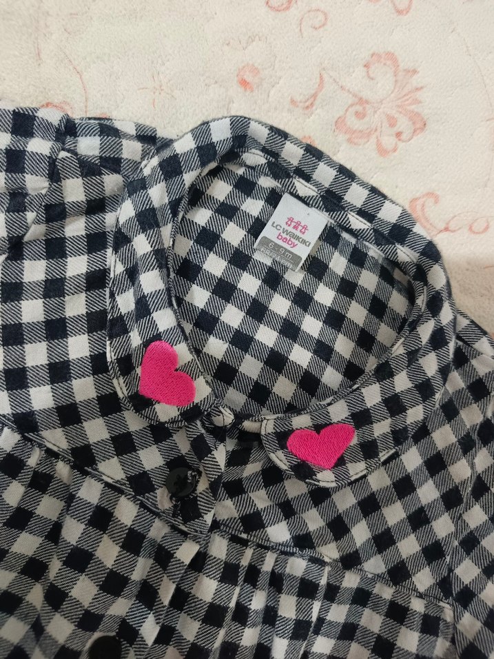 Kız Çocuk Siyah Beyaz Kareli Gömlek - Görsel 5