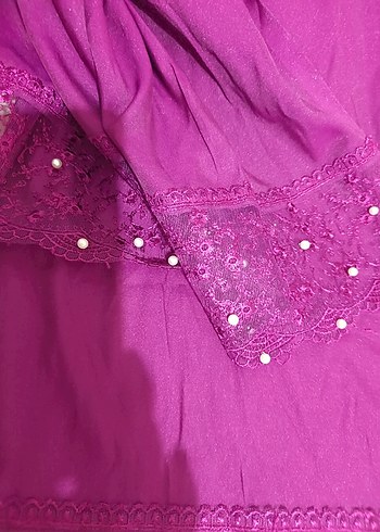 Mor Dökümlü Bohem Kadın Şal - Görsel 2