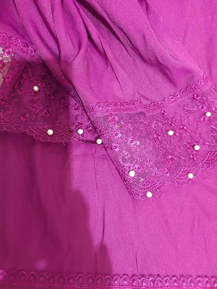 Mor Dökümlü Bohem Kadın Şal - Görsel 2