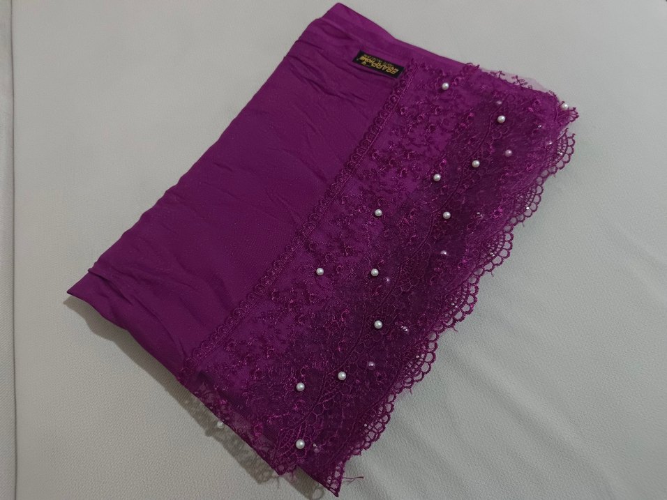 Mor Dökümlü Bohem Kadın Şal - Görsel 3