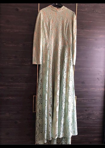 Pınar Şems Su Yeşili Dantel Elbise - Görsel 2