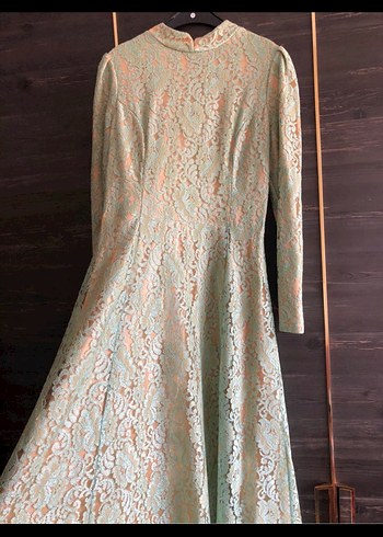 Pınar Şems Su Yeşili Dantel Elbise - Görsel 4