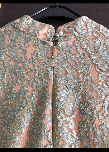 Pınar Şems Su Yeşili Dantel Elbise - Görsel 5