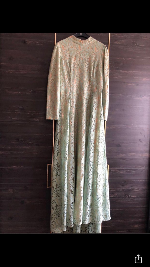 Pınar Şems Su Yeşili Dantel Elbise - Görsel 2