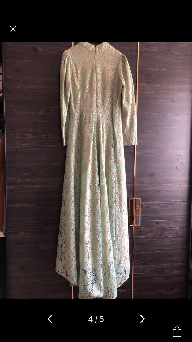 Pınar Şems Su Yeşili Dantel Elbise - Görsel 3