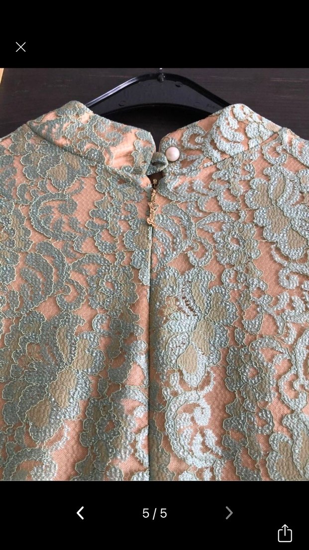 Pınar Şems Su Yeşili Dantel Elbise - Görsel 5