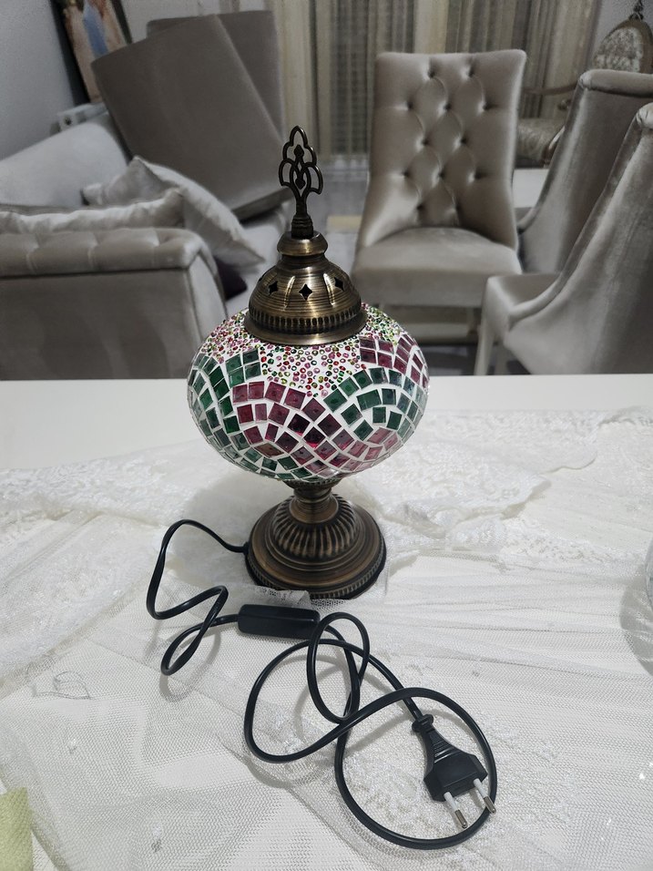 Renkli Mozaik Desenli Masa Lambası - Görsel 2