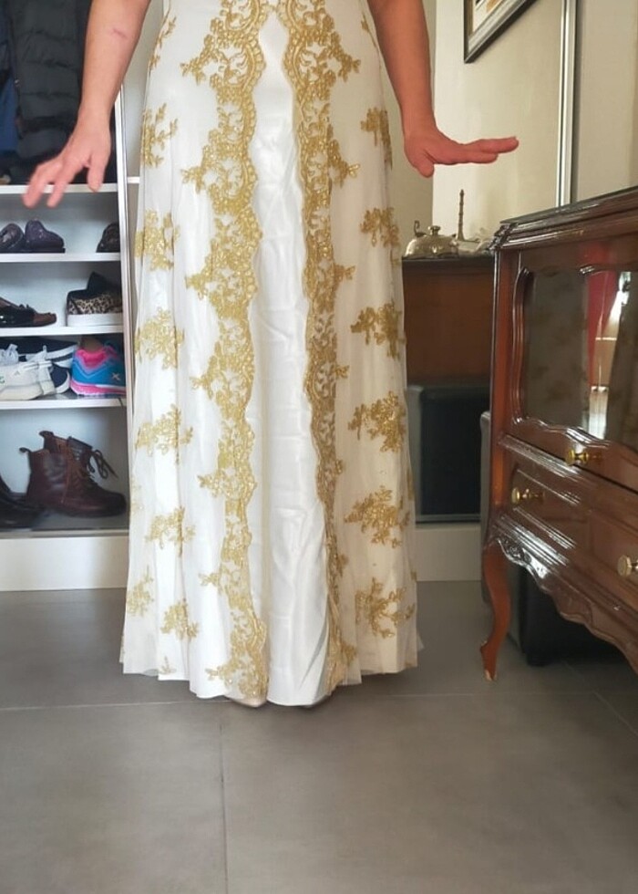 Abiye krem ekru renkli - Görsel 2