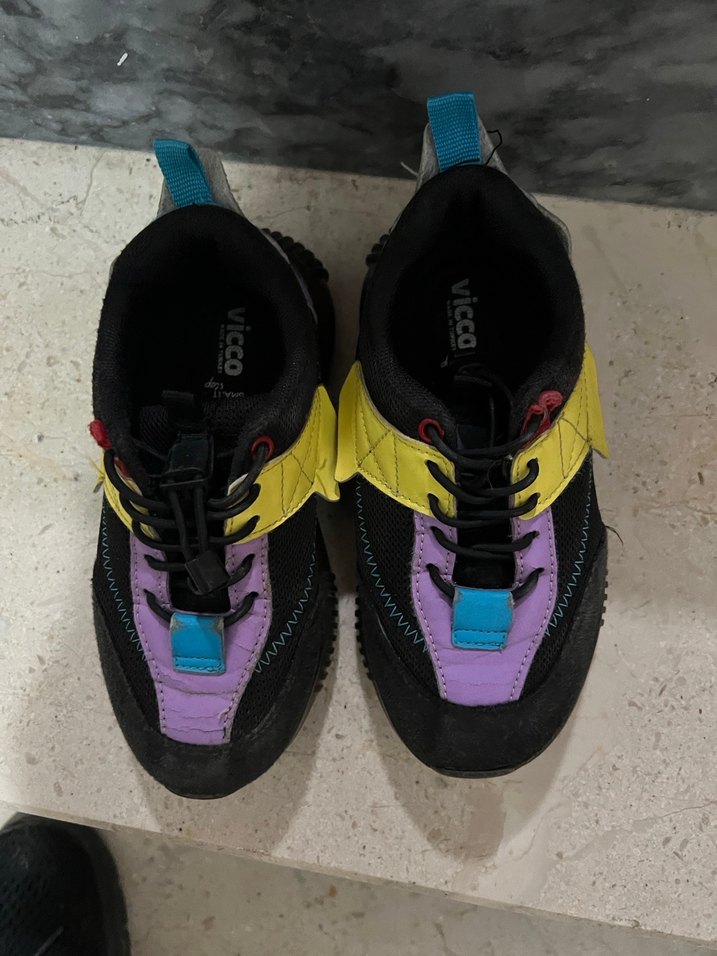 ViccoRenkli Bağcıklı ve Cırtcırtlı Stiletto Topuklu Spor Ayakkab - Görsel 2