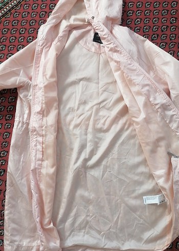 Uzun toz pembe Kapüşonlu Kadın Yağmurluk sadece 1 kez kullanıldı - Görsel 3