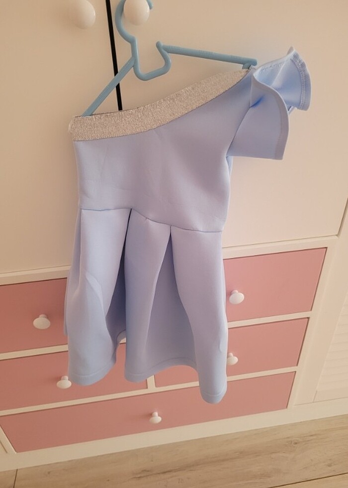 Kız çocuk buz mavisi elbise - Görsel 3