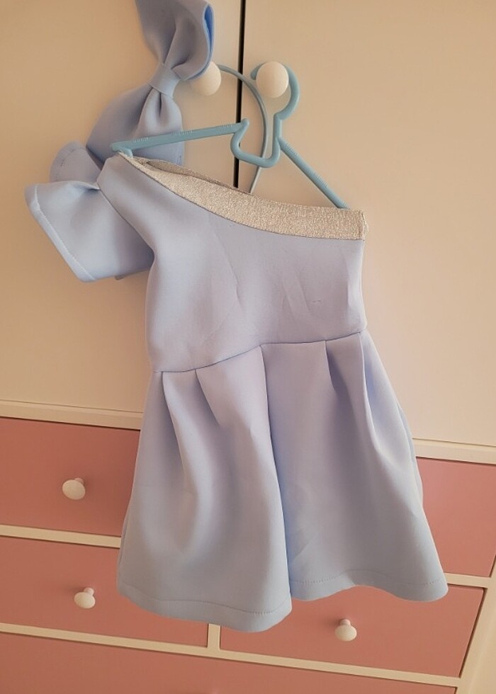 Kız çocuk buz mavisi elbise - Görsel 2