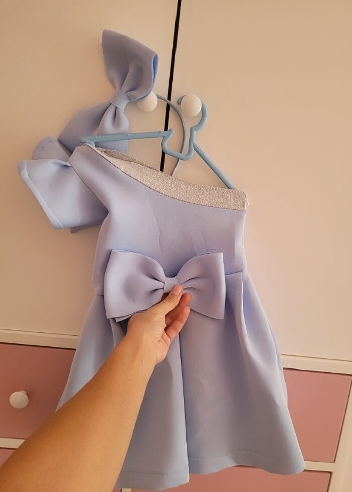 Kız çocuk buz mavisi elbise - Görsel 5